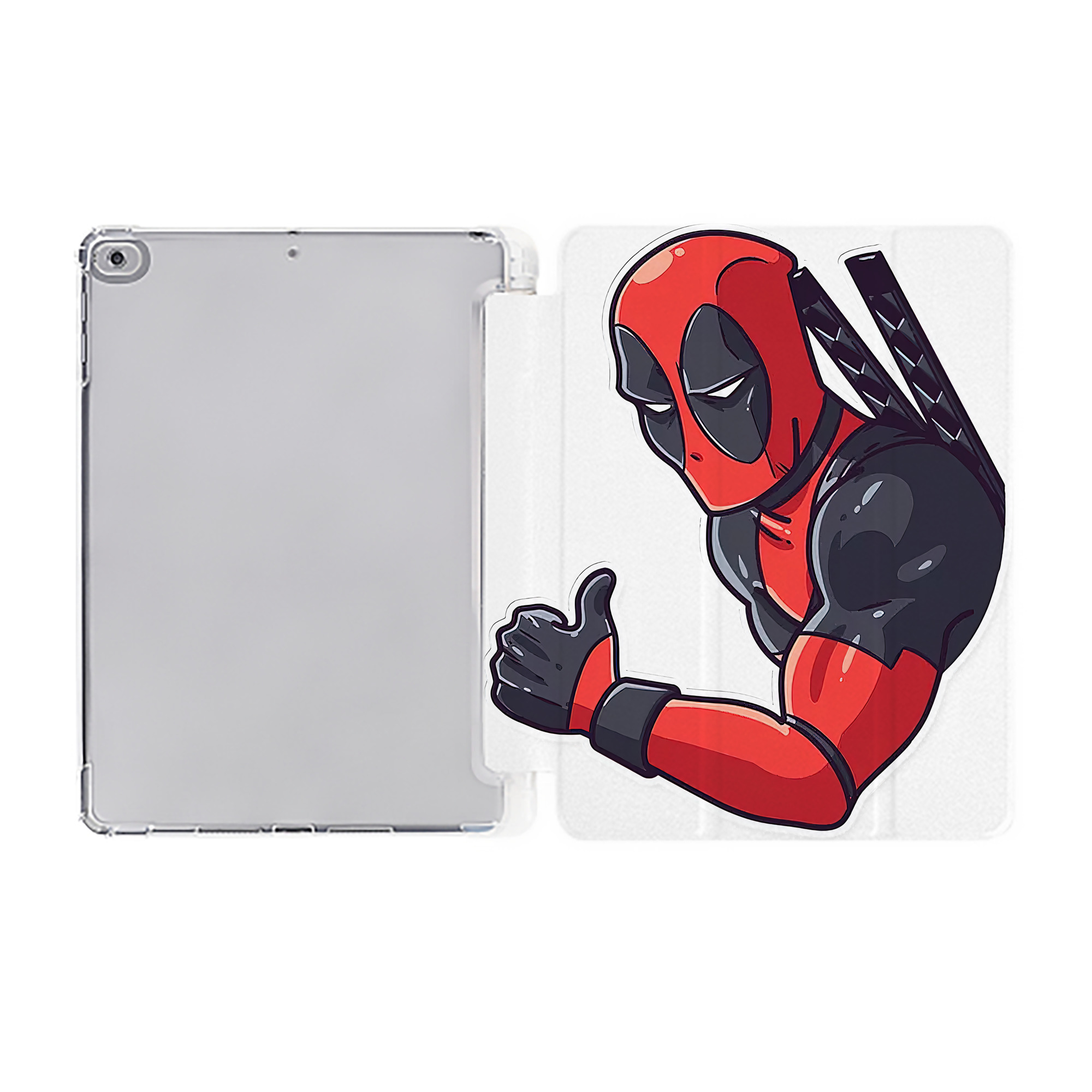 （画像用） Deadpool デッドプール IPad ケース ペン収納付き 三つ折りスタンド PUレザー×シリコン 対応機種9.5/10.5/10.9インチ